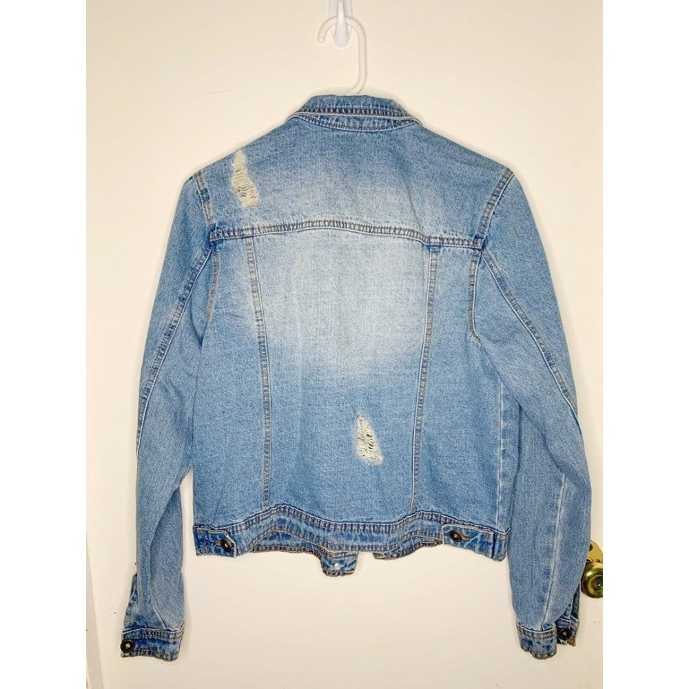 Stone Washed Large Ripped Denim Jacket - Picture 4 of 4